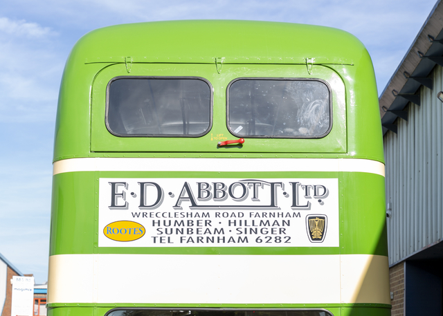 Abbotts bodied bus shows period Abbotts advert